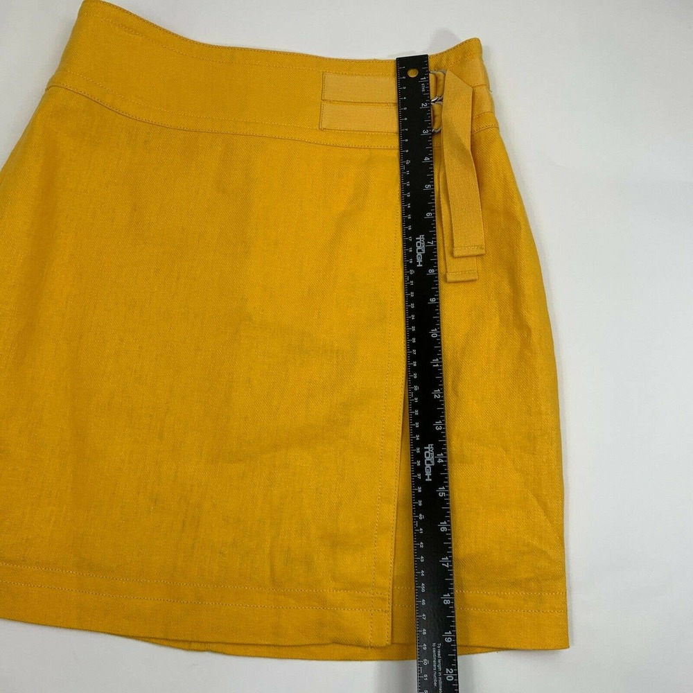 Ann Taylor Skirt Size 4 Faux Wrap Yellow Linen - Picture 8 of 11